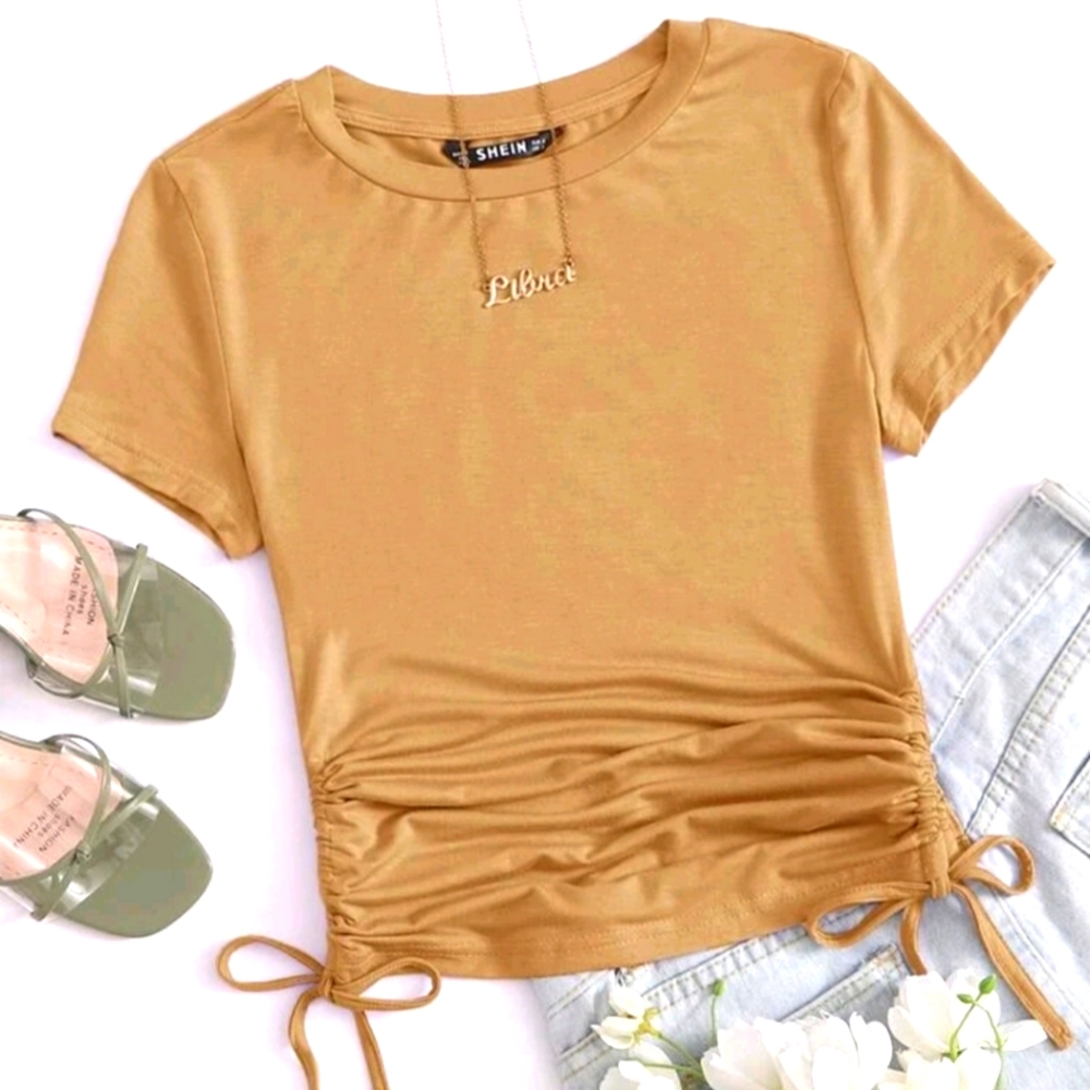 Gold Tee w/ Side Drawstring